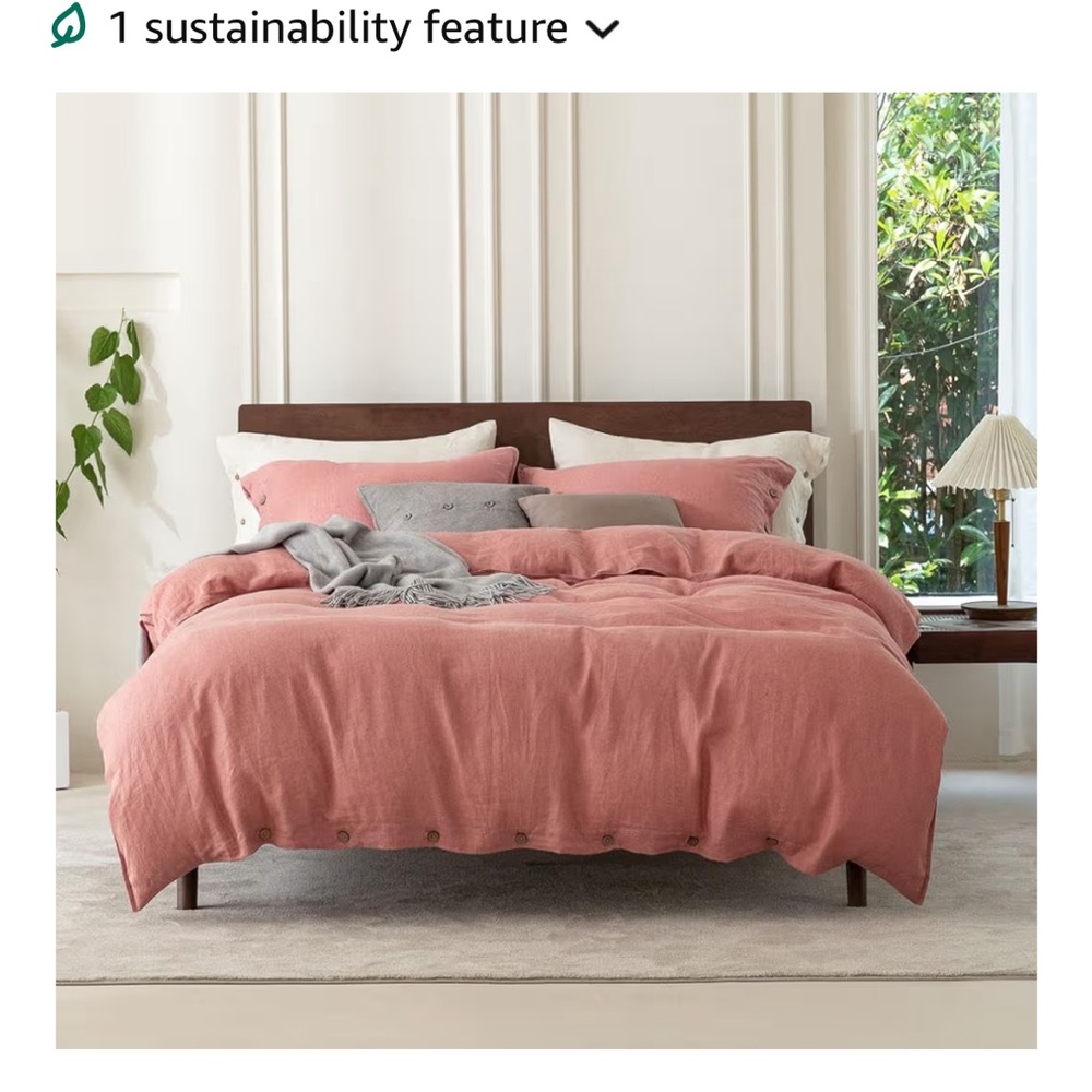 Blush pink 100% linen duvet cover